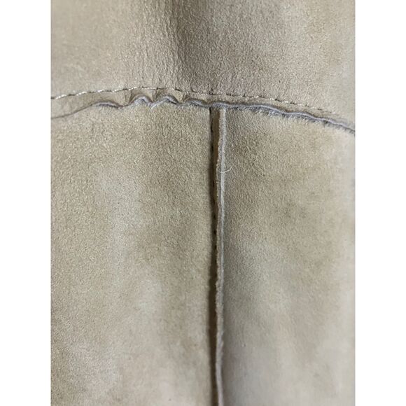 Sundance Suede Shearling Coat Beige Bohemian Button Front Size XL - Picture 6 of 12